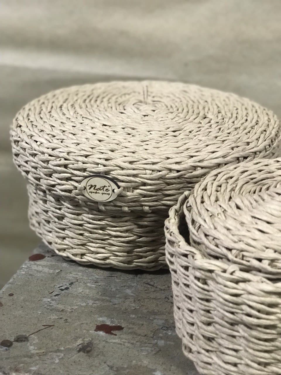 Wicker  round baskets "RONDO mini" with a lid.