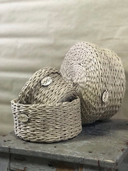 Wicker  round baskets "RONDO mini" with a lid.