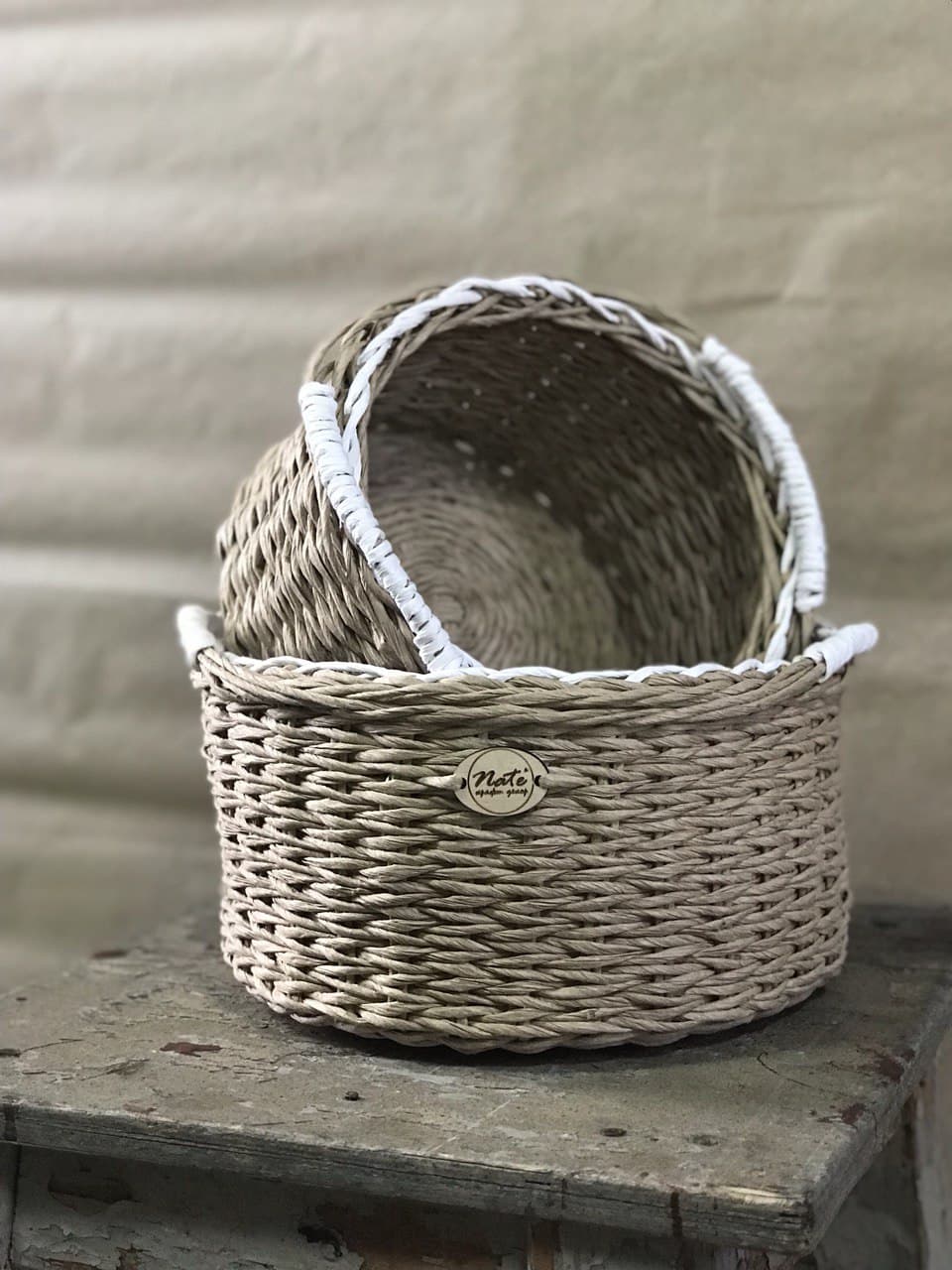 Wicker round basket with handles "TAZIK"