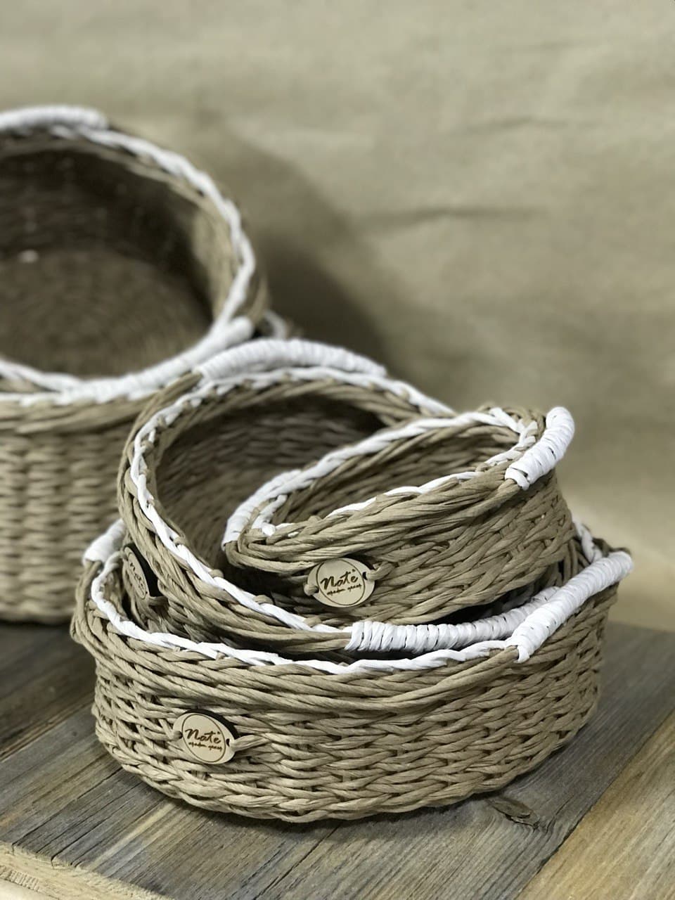 Wicker round basket with handles "TAZIK"