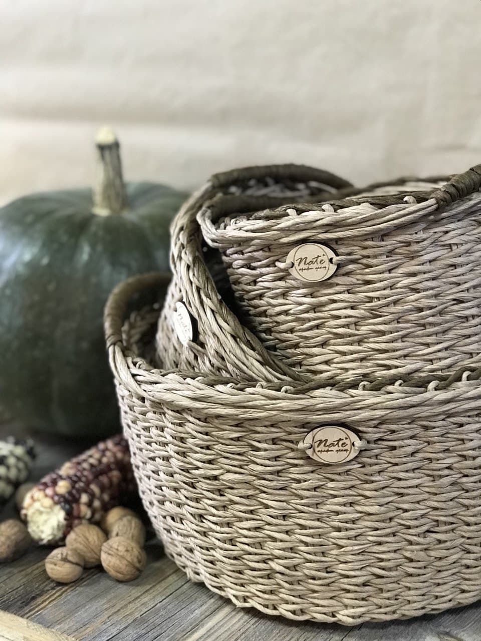 Wicker round basket with handles "TAZIK"